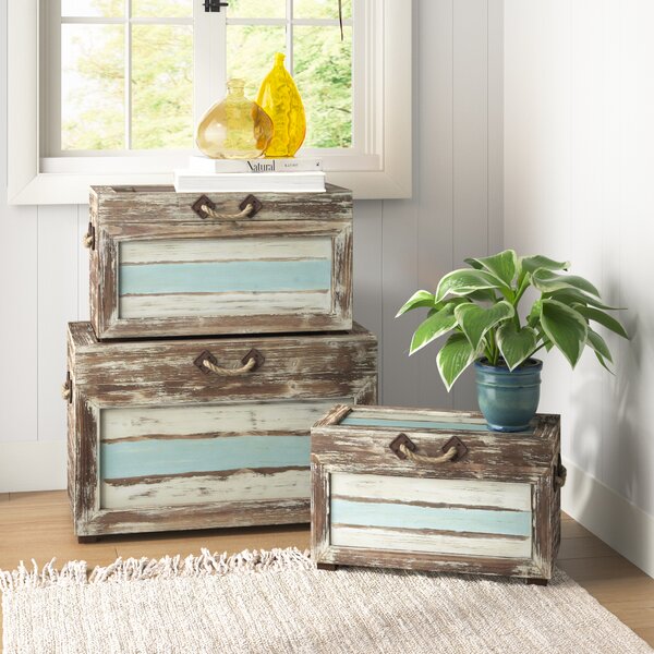 Household Essentials Decorative Metal Banded Wooden Storage Trunk